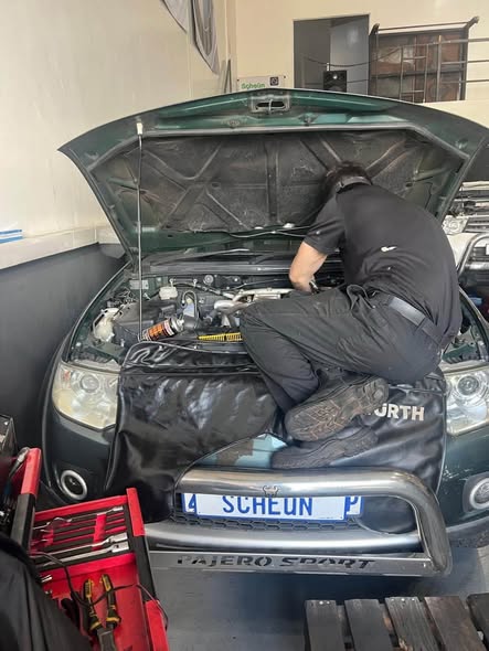 Mitsubishi Pajero in the Scheün workshop for automotive work